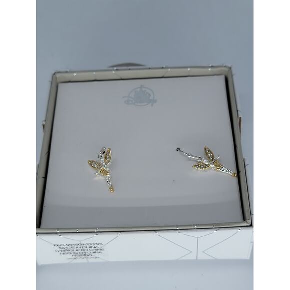 Disney Parks Peter Pan's Tinkerbell Rhinestones Gold & Silver Toned Earrings - Picture 2 of 4